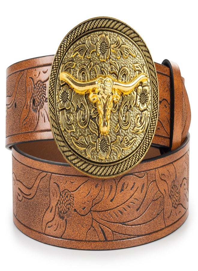 WAYLIT Western Belts for Women Men-Cowgirl-Cowboy-Country-Belt (Brown, Fit 37"-40"/128cm) - Image 1